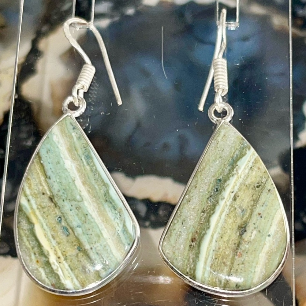 Green Larsonite Earrings 1 7/8”